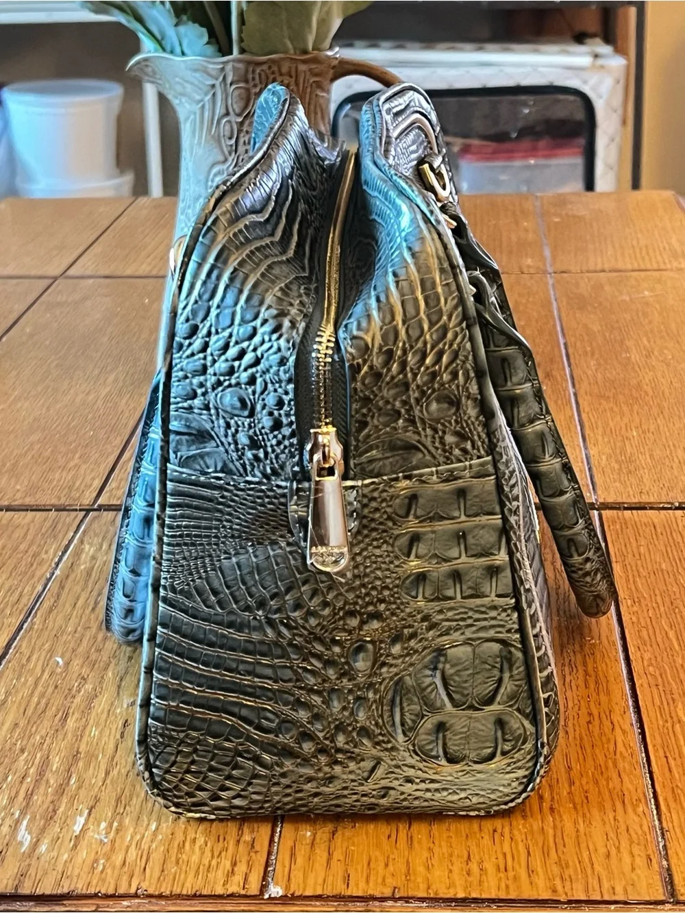 Brahmin Marissa Satchel in Slate Stratos